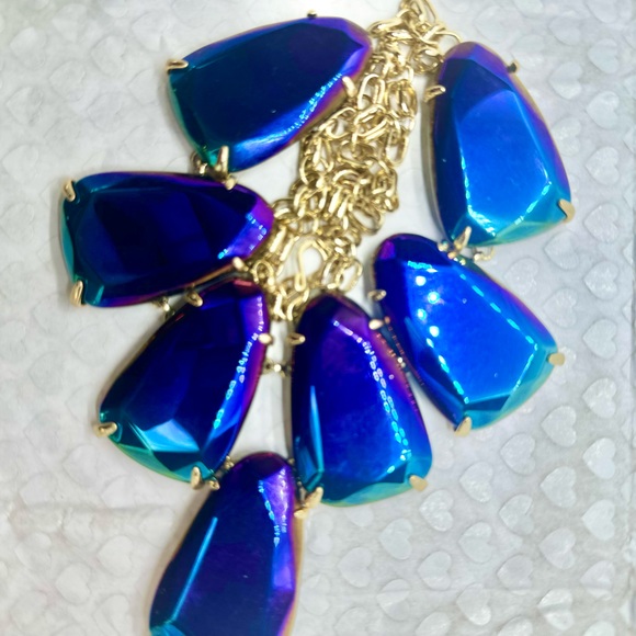 Kendra Scott Iridescent gold purple blue green Harlow Necklace - Picture 7 of 12